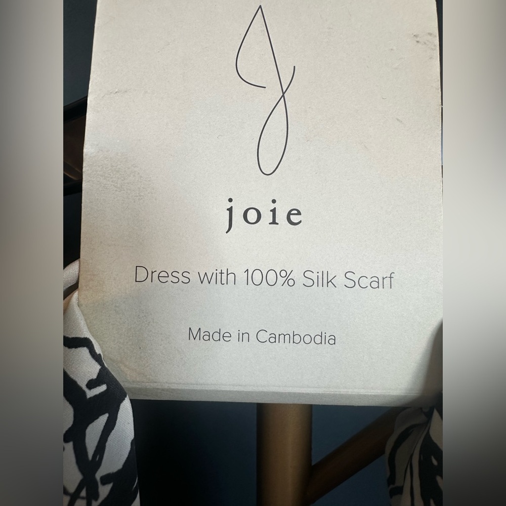 Joie Black Dress with Silk Floral Scarf - Picture 3 of 12